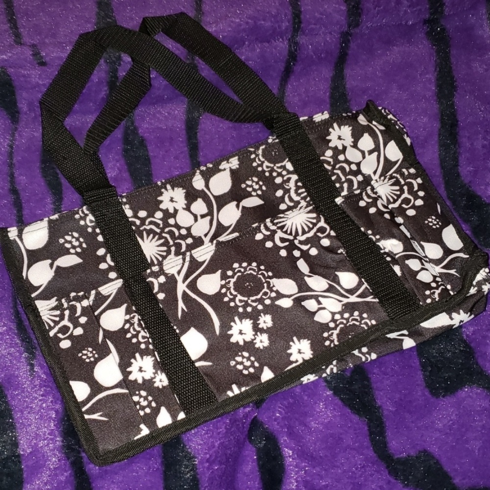Thirty-One Keep-It Caddy "Blk Floral Brushstrokes"